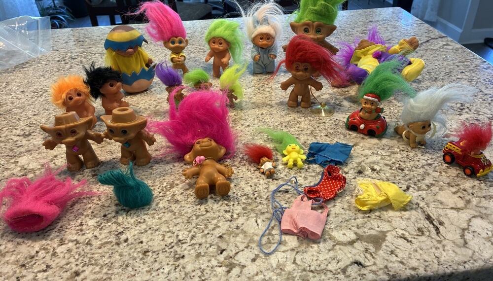 Vintage Troll Dolls Large Lot of 20 Collectible Bundle Original Hair Accessories